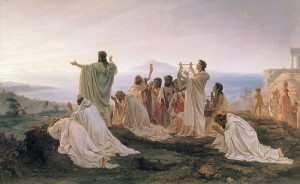 Pitágoras celebrando el amanecer con sus discípulos (Fyodor Bronnikov, 1827—1902)